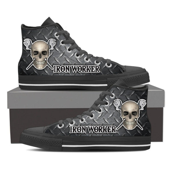 ironworker skull mens high top sneakers
