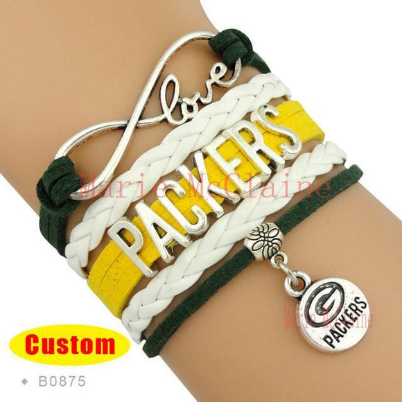 green bay packers infinity love bracelet