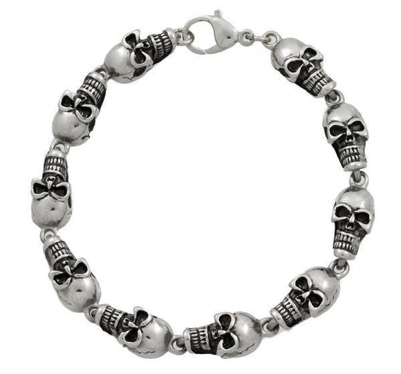 MEN'S STAINLESS STEEL 85 SKULL BRACELET - 8.5 INCH
