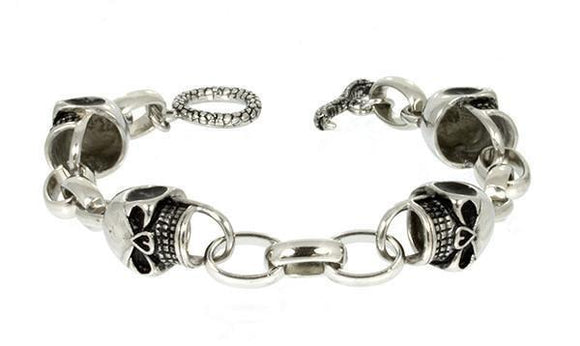 MEN'S STAINLESS STEEL SKULL BRACELET - 9 INCH