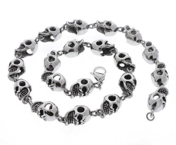 PUNK SKULL BIKER NECKLACE - 20 INCH