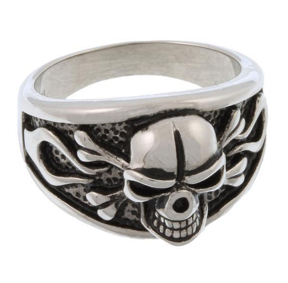 STAINLESS STEEL 2D EVIL SKULL RING