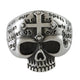 STAINLESS STEEL CROSS MESSAGE SKULL RING