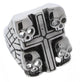 STAINLESS STEEL DEATH SKULLS CROSS RING