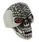 STAINLESS STEEL EVIL RED EYES SKULL RING