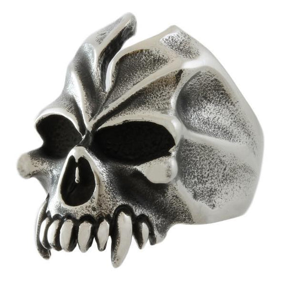 STAINLESS STEEL FANGED SPLIT SKULL RING