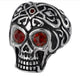 STAINLESS STEEL RED CZ EYED ROYAL TRIBE RING