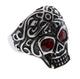 STAINLESS STEEL RED CZ EYED ROYAL TRIBE RING