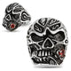 STAINLESS STEEL RED ROSE CZ SKULL RING