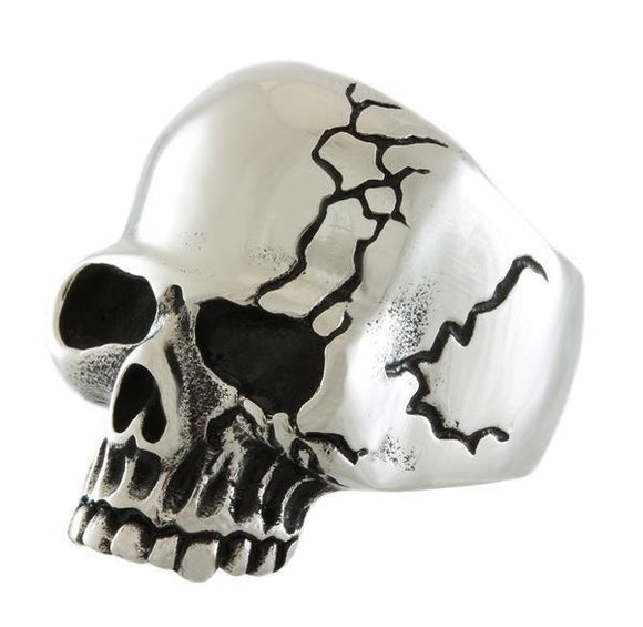 STAINLESS STEEL SCARRED SKULL RING
