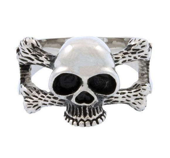 STAINLESS STEEL SKULL AND CROSSBONES RING