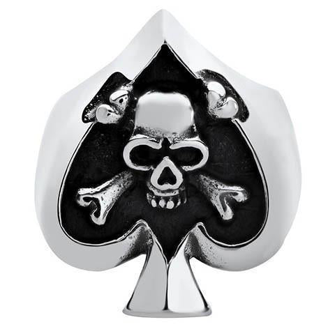 STAINLESS STEEL SPADE CROSSBONE RING