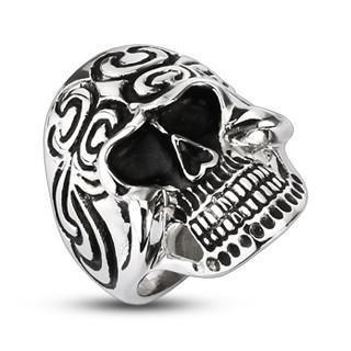 STAINLESS STEEL TRIBAL TIDAL SKULL RING