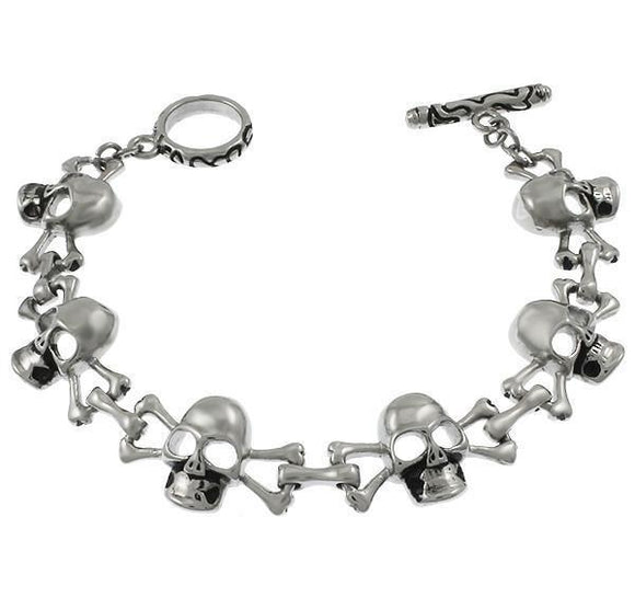 SKULL AND CROSSBONES BRACELET - 8 INCH