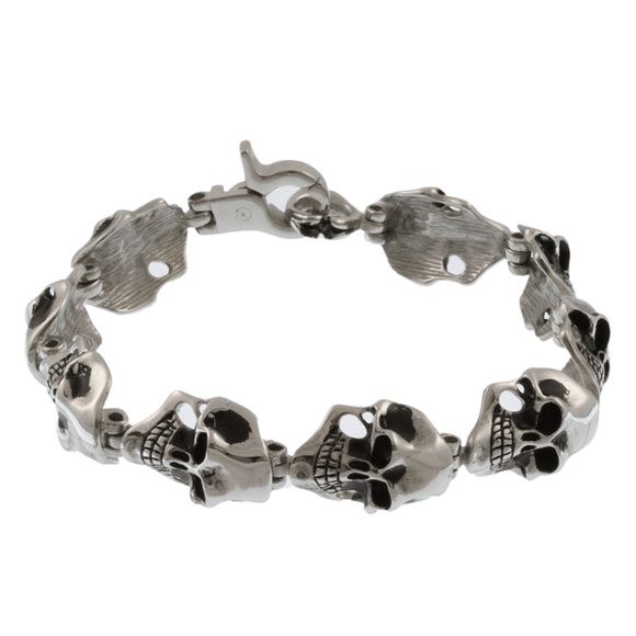 STAINLESS STEEL CHEEKBONE SKULL BRACELET - 7.5 INCHES