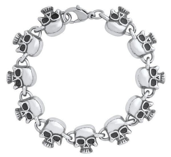 STAINLESS STEEL SKULL BRACELET - 8.5 INCH