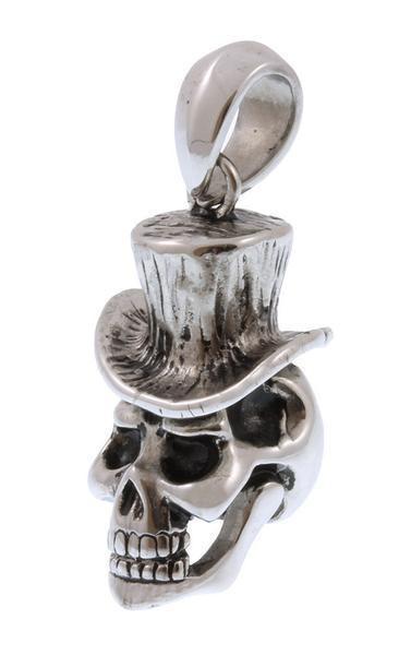 STAINLESS STEEL TOP HAT SKULL PENDANT