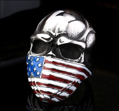 american flag skull ring