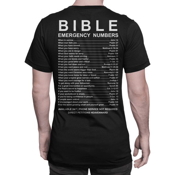 Bible Emergency Numbers (Tees, Hoodies & Sweatshirts) 50% OFF-Apparel-Our Lord Style