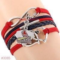 Infinity Love ST Louis Cardinals Baseball Team  Leather Bracelet ! FREE just pay S&H!