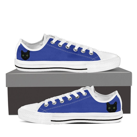 Black Cat with Green Eyes Mens low cut sneakers