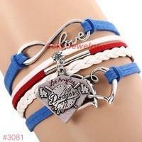 Infinity LA Dodgers Baseball Team  Leather Bracelet ! FREE just pay S&H!