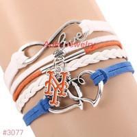 Infinity New York Mets Baseball Team  Leather Bracelet ! FREE just pay S&H!