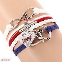 Infinity Love Minnesota Twins Baseball Team  Leather Bracelet ! FREE just pay S&H!