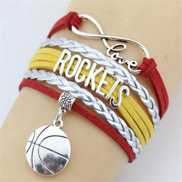infinity love houston rockets leather wrap charm bracelet free just pay shipping