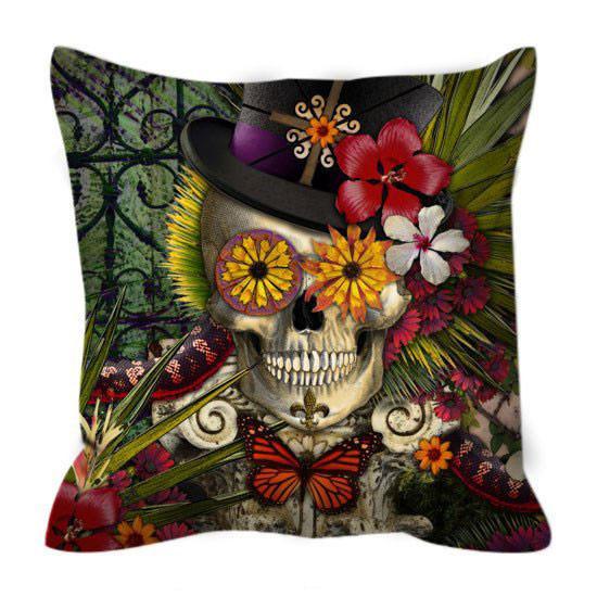 sugar skull throw pillow