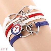 Infinity Love Texas Rangers Baseball Team  Leather Bracelet ! FREE just pay S&H!